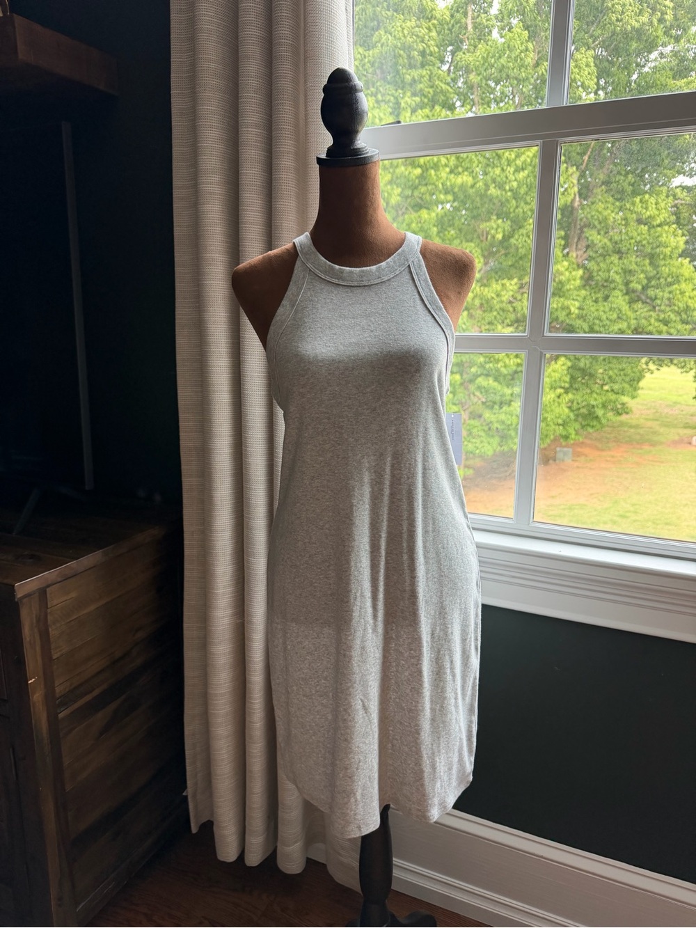 NWT American Eagle Outfitters Heather Gray Halter Neck Tank Midi Dress Size L